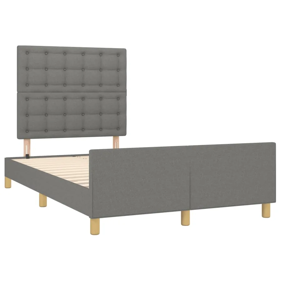 Cadre de lit sans matelas gris foncé 120x190 cm tissu - 3