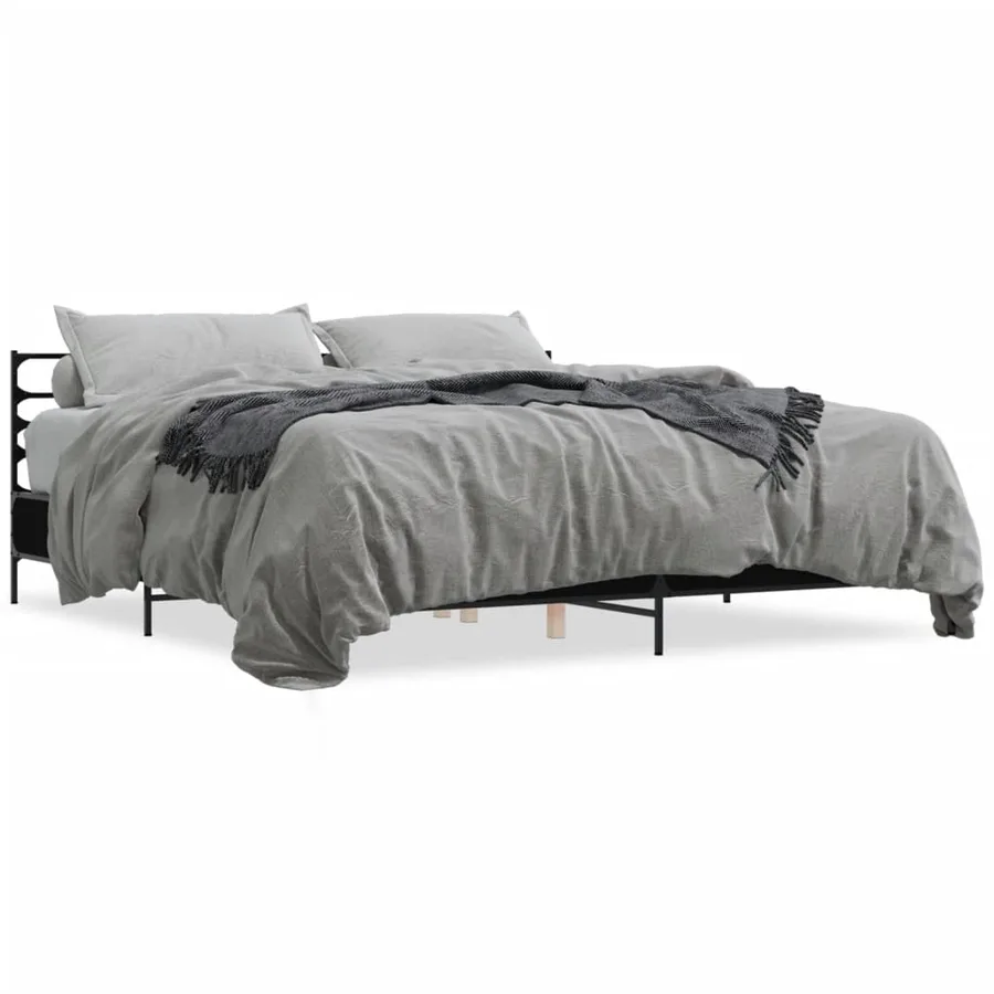 Cadre de lit sans matelas noir 180x200 cm - 2