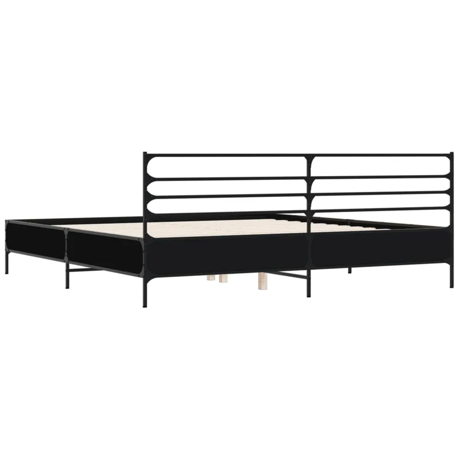 Cadre de lit sans matelas noir 180x200 cm - 6