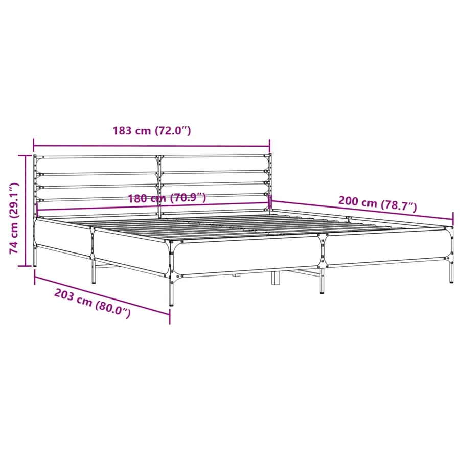 Cadre de lit sans matelas noir 180x200 cm - 9