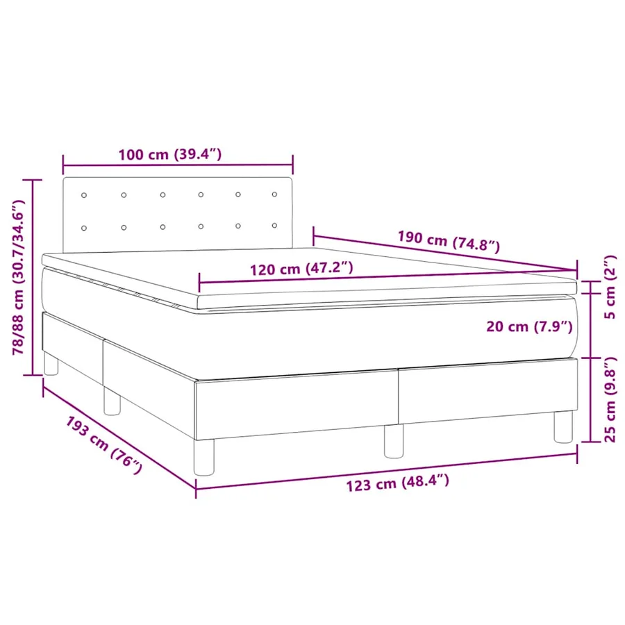Sommier à lattes de lit avec matelas LED gris clair 120x190 cm - 11