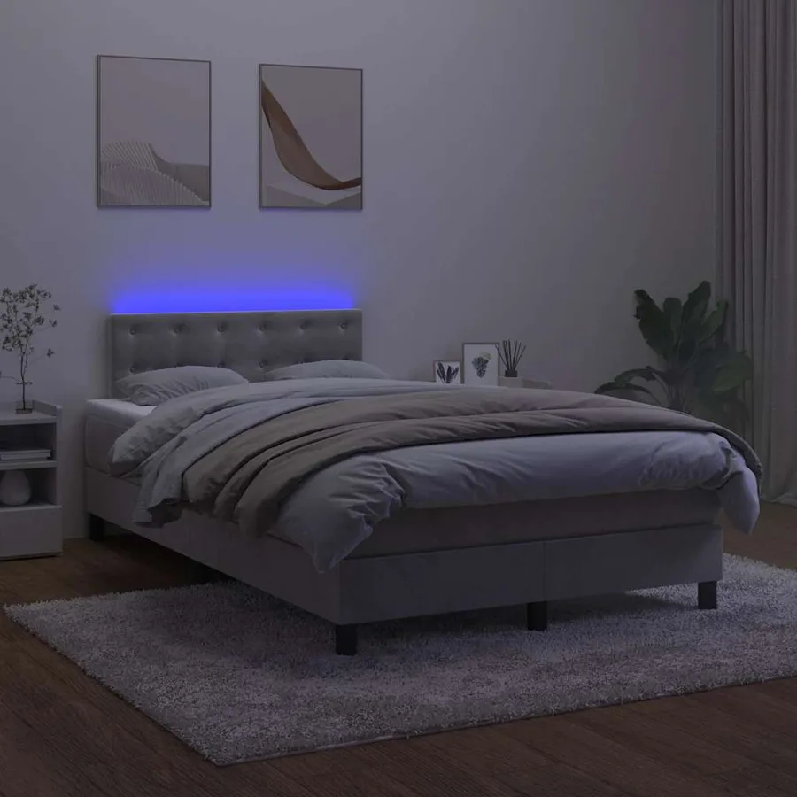 Sommier à lattes de lit avec matelas LED gris clair 120x190 cm - 4