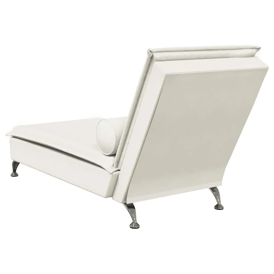 Chaise longue de massage avec traversin crème velours - 6