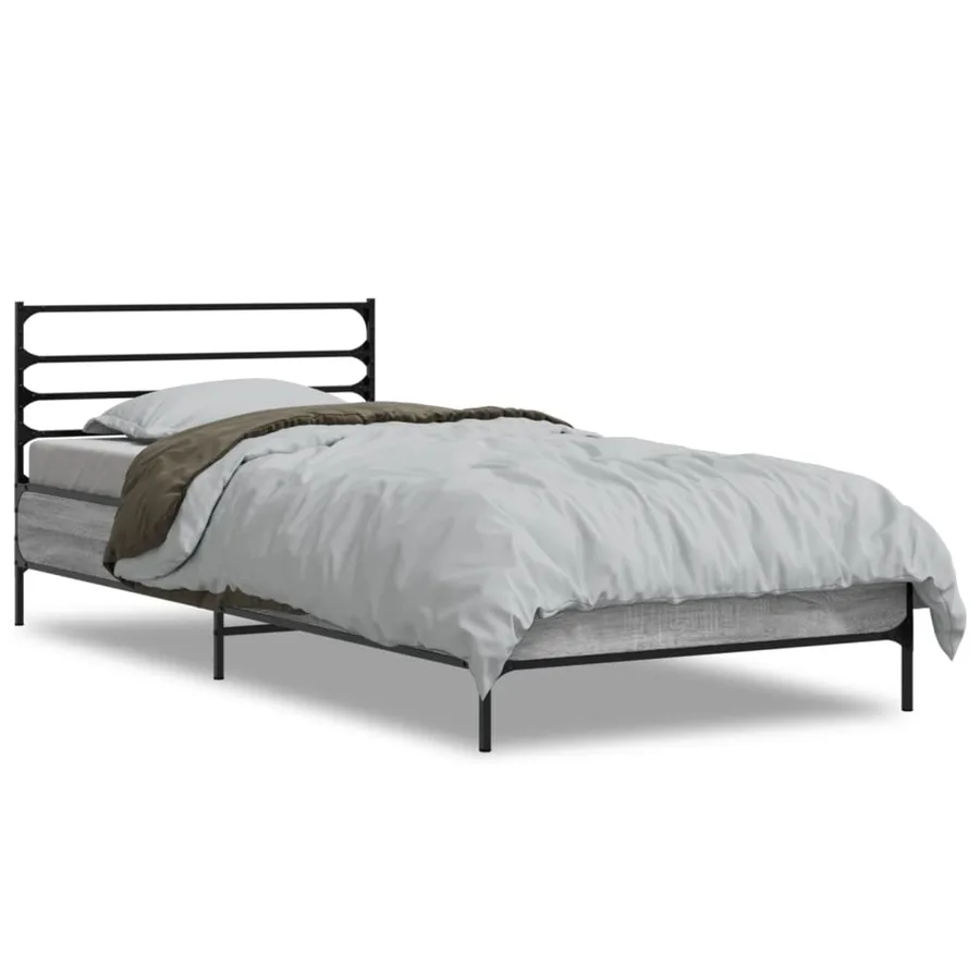 Cadre de lit sans matelas sonoma gris 90x190 cm - 2