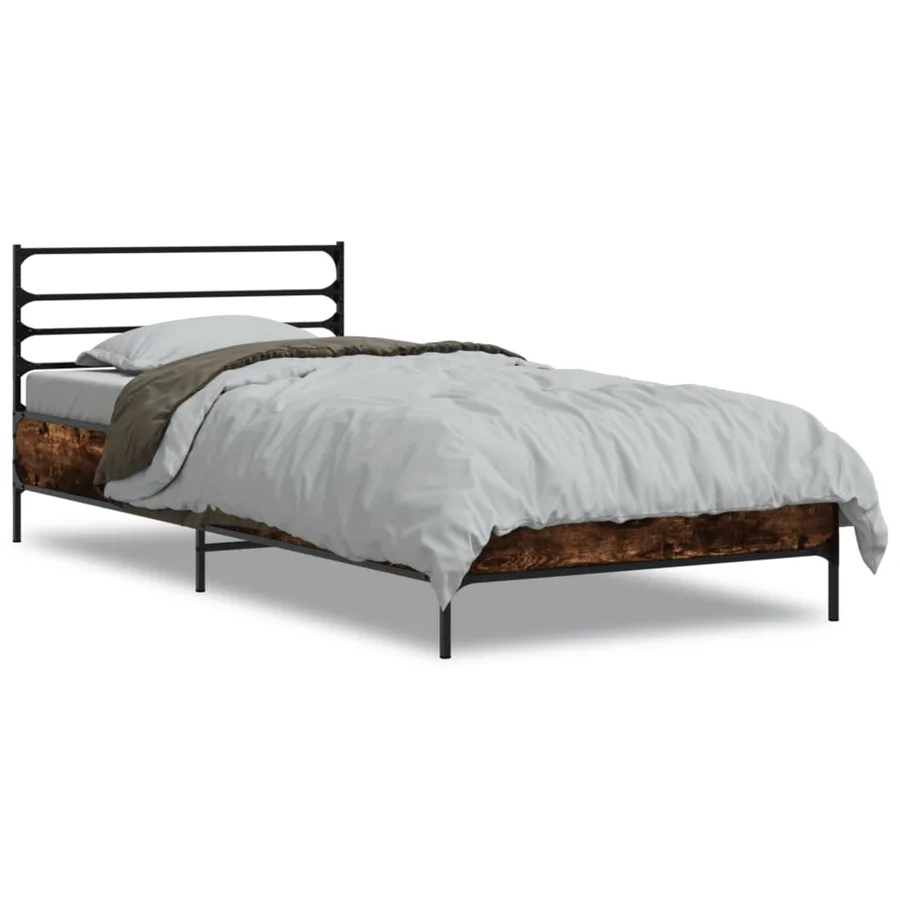 Cadre de lit sans matelas chêne fumé 75x190 cm - 2