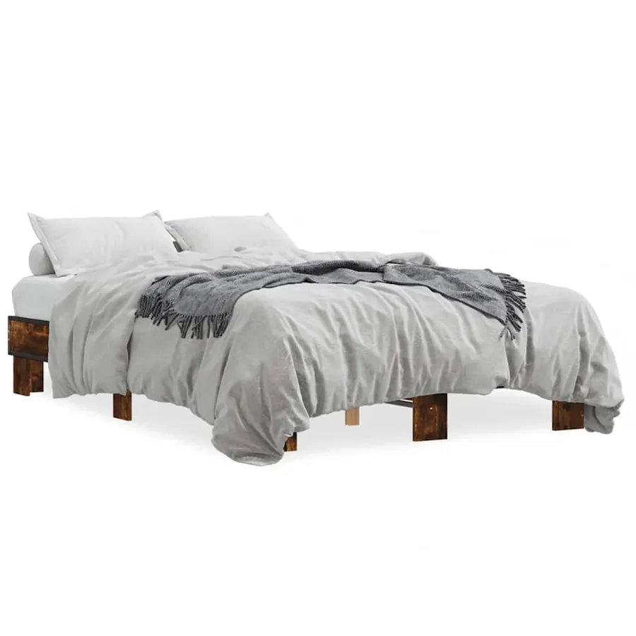 Cadre de lit sans matelas chêne fumé 140x190 cm - 2