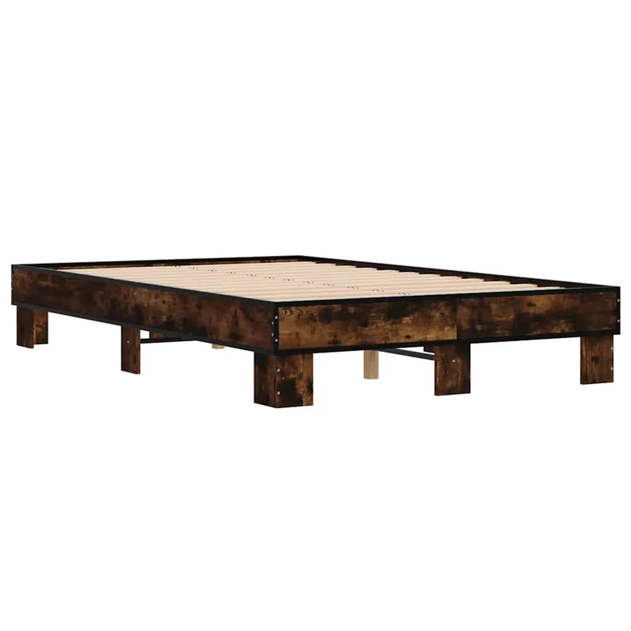 Cadre de lit sans matelas chêne fumé 140x190 cm - 3