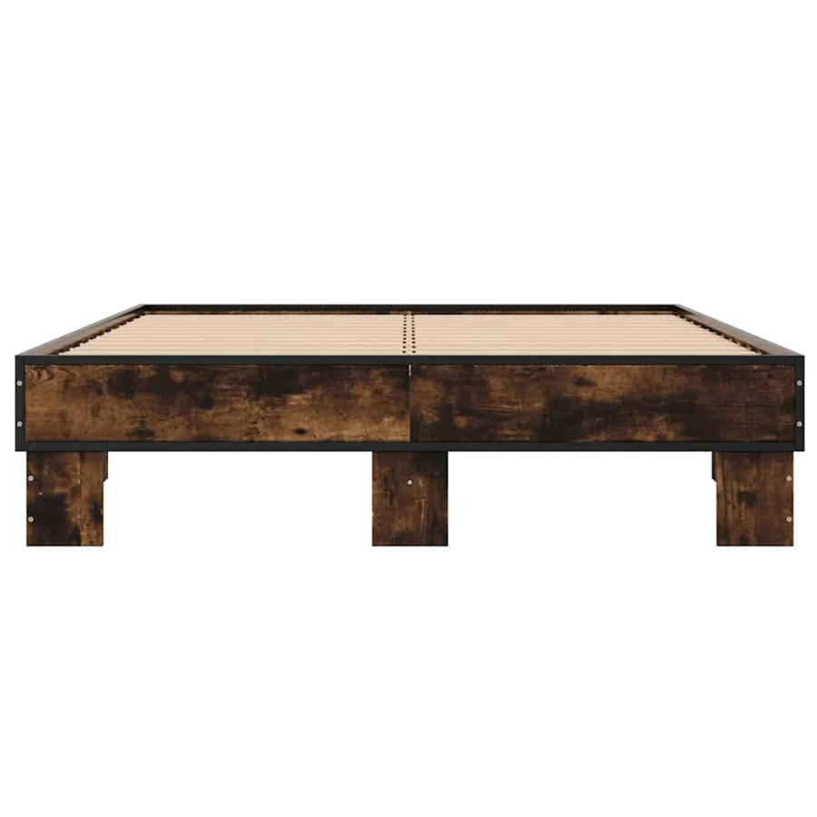Cadre de lit sans matelas chêne fumé 140x190 cm - 4