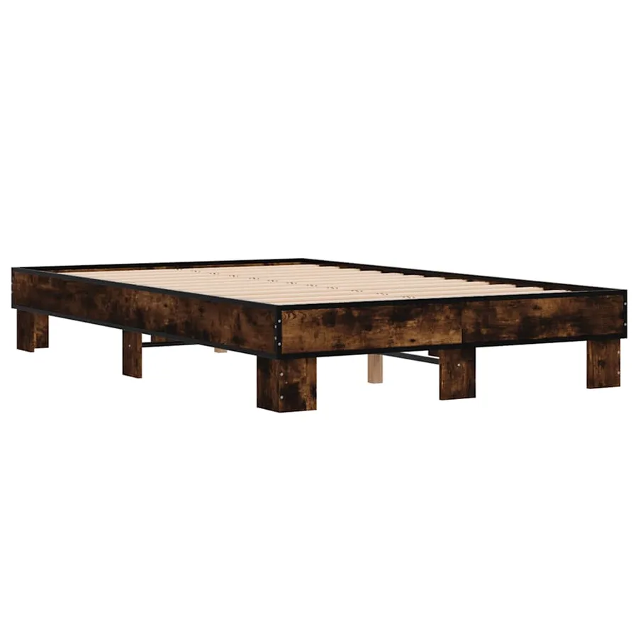 Cadre de lit sans matelas chêne fumé 140x190 cm - 6