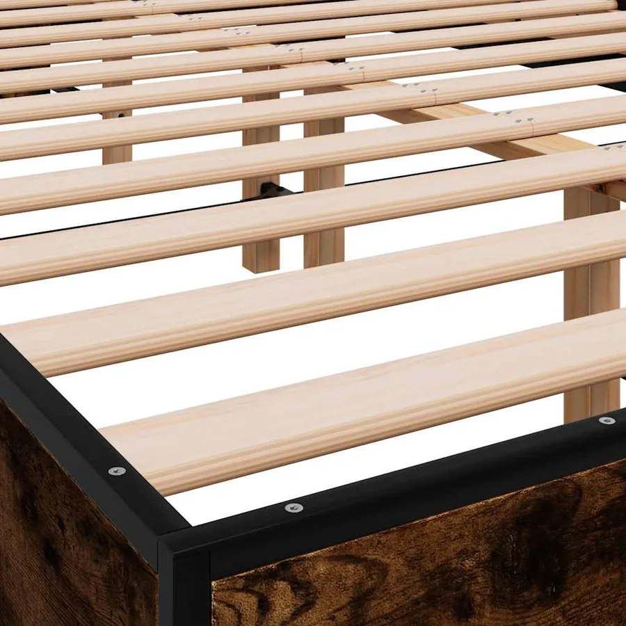 Cadre de lit sans matelas chêne fumé 140x190 cm - 7