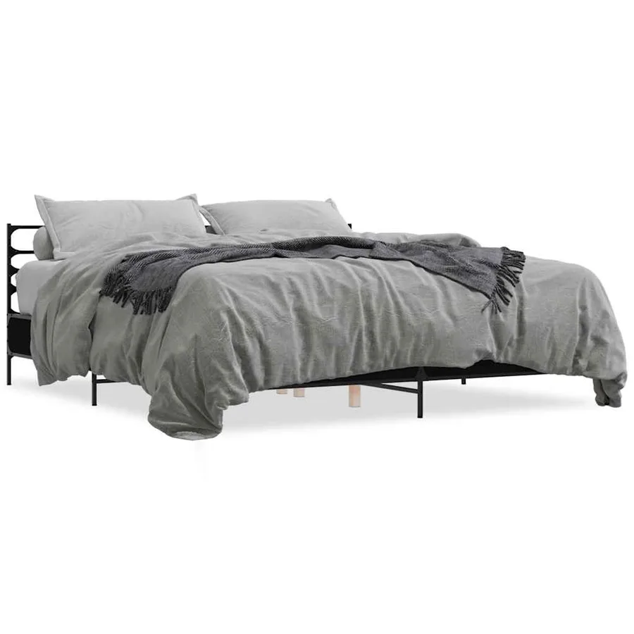 Cadre de lit sans matelas noir 200x200 cm - 2