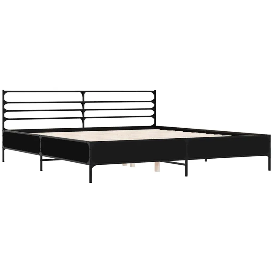 Cadre de lit sans matelas noir 200x200 cm - 3