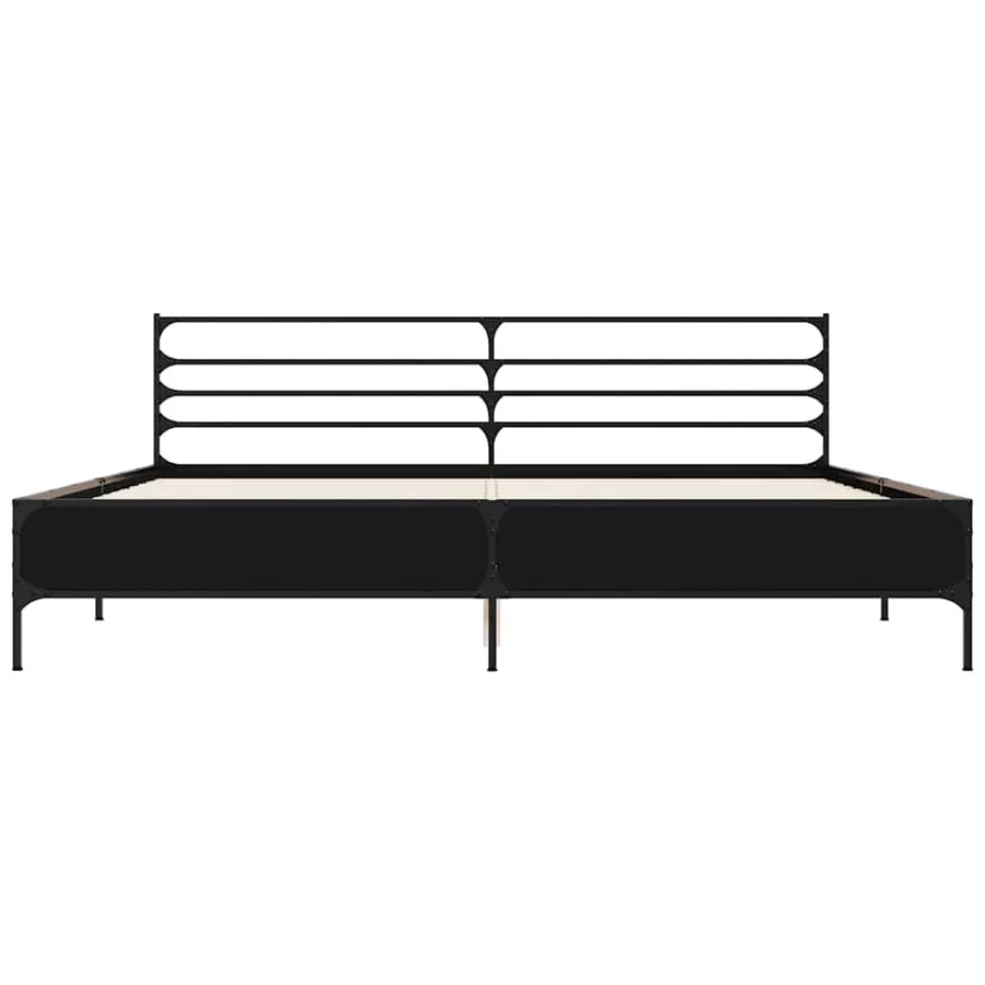 Cadre de lit sans matelas noir 200x200 cm - 4