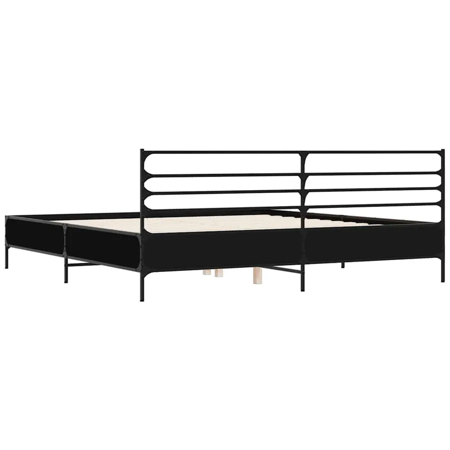 Cadre de lit sans matelas noir 200x200 cm - 6