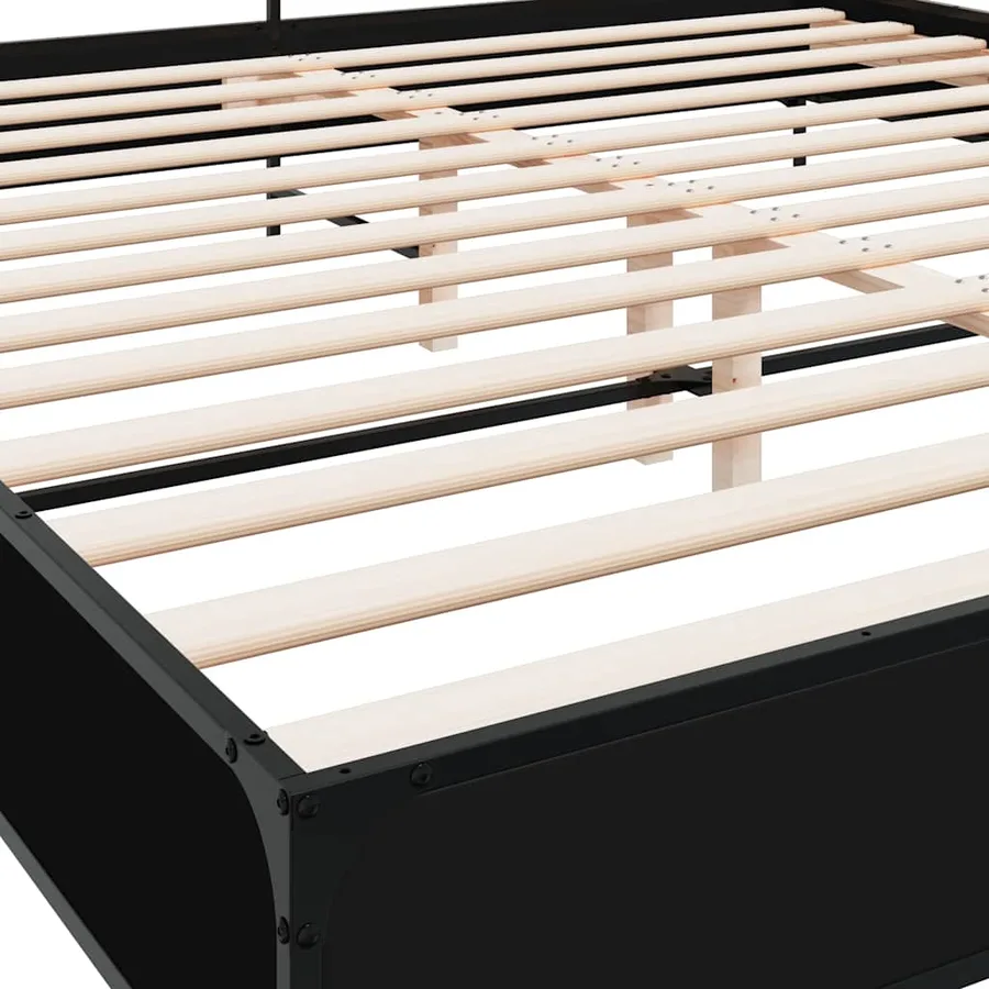Cadre de lit sans matelas noir 200x200 cm - 7