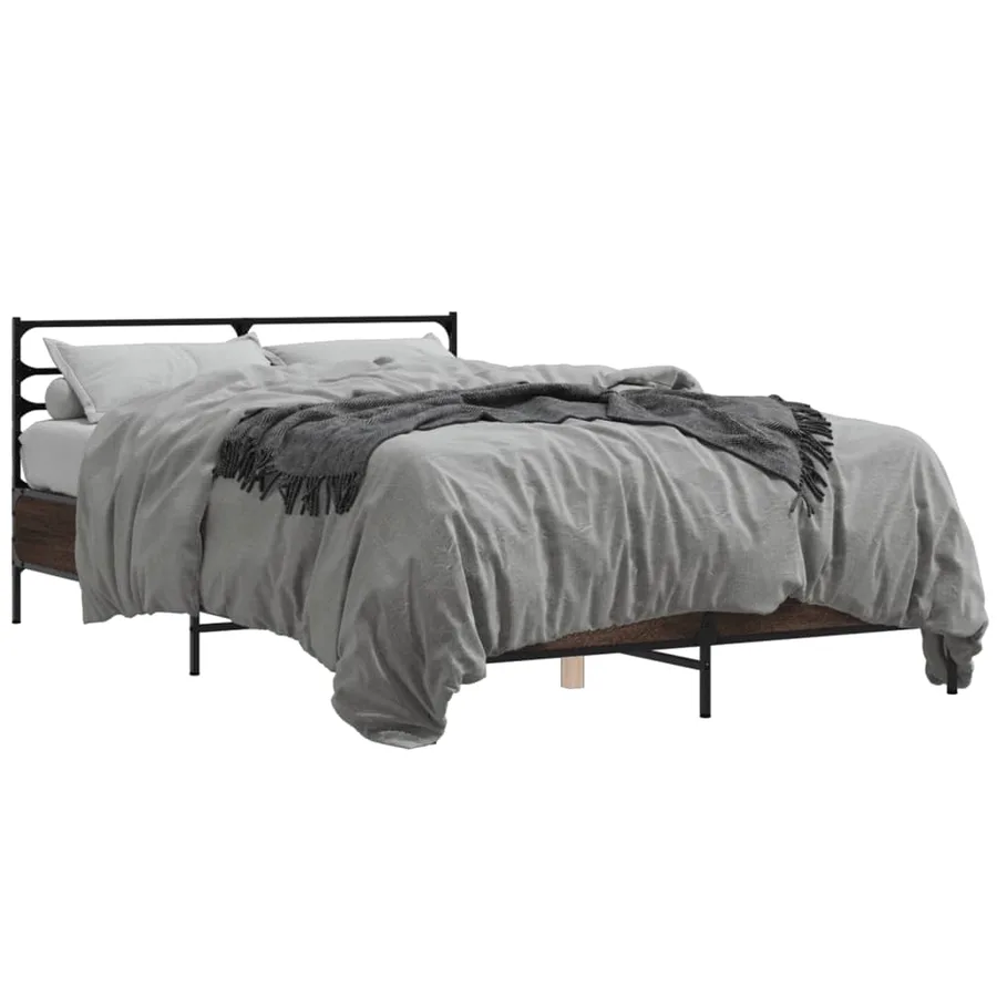 Cadre de lit sans matelas chêne marron 135x190 cm - 2