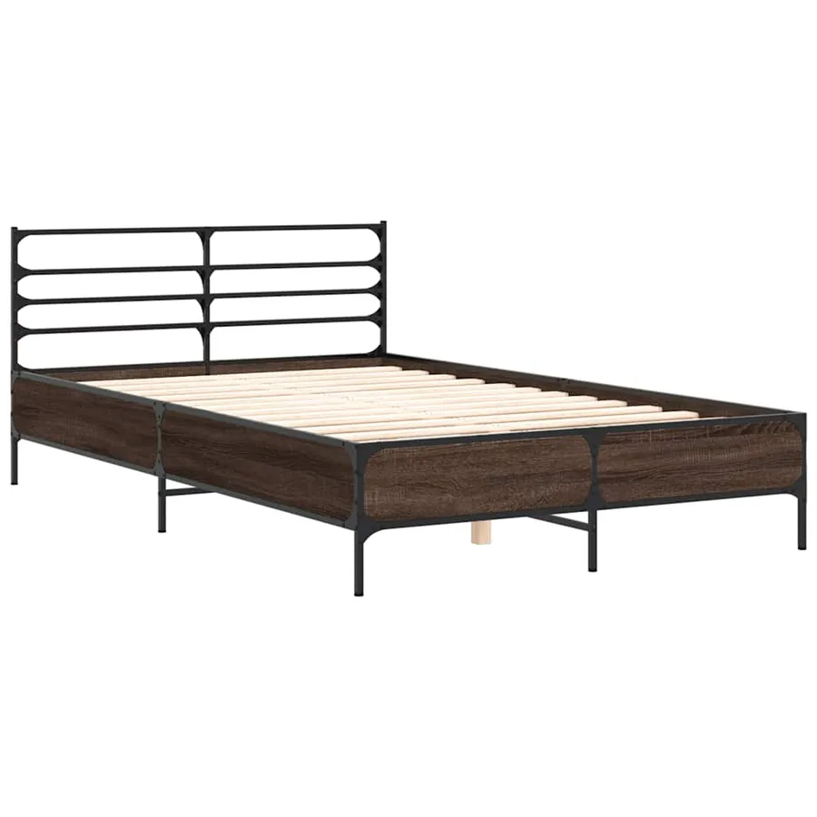 Cadre de lit sans matelas chêne marron 135x190 cm - 3