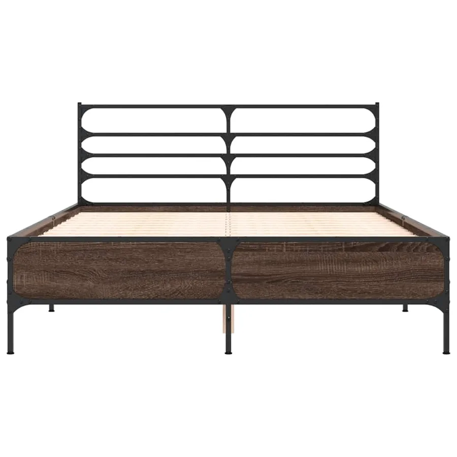 Cadre de lit sans matelas chêne marron 135x190 cm - 4