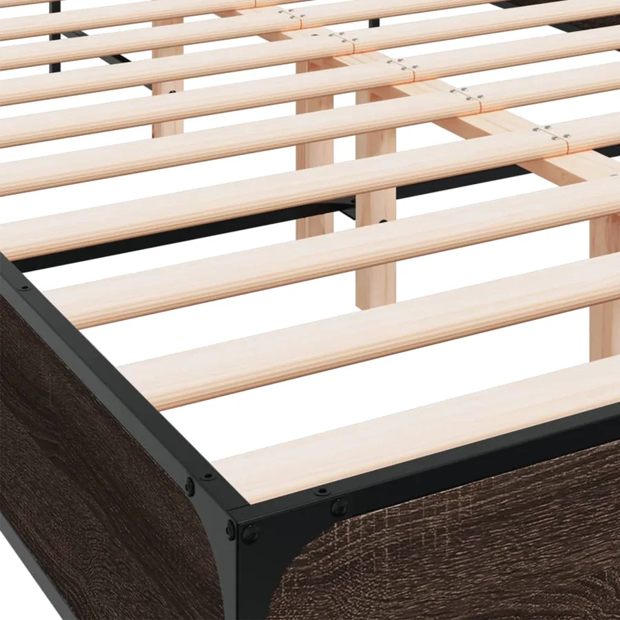 Cadre de lit sans matelas chêne marron 135x190 cm - 7