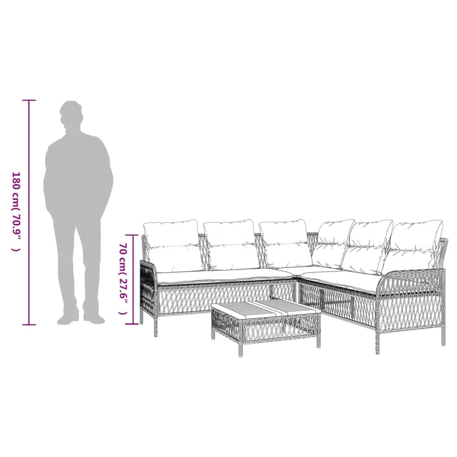 Salon de jardin 2 pcs avec coussins Gris Résine tressée - 10