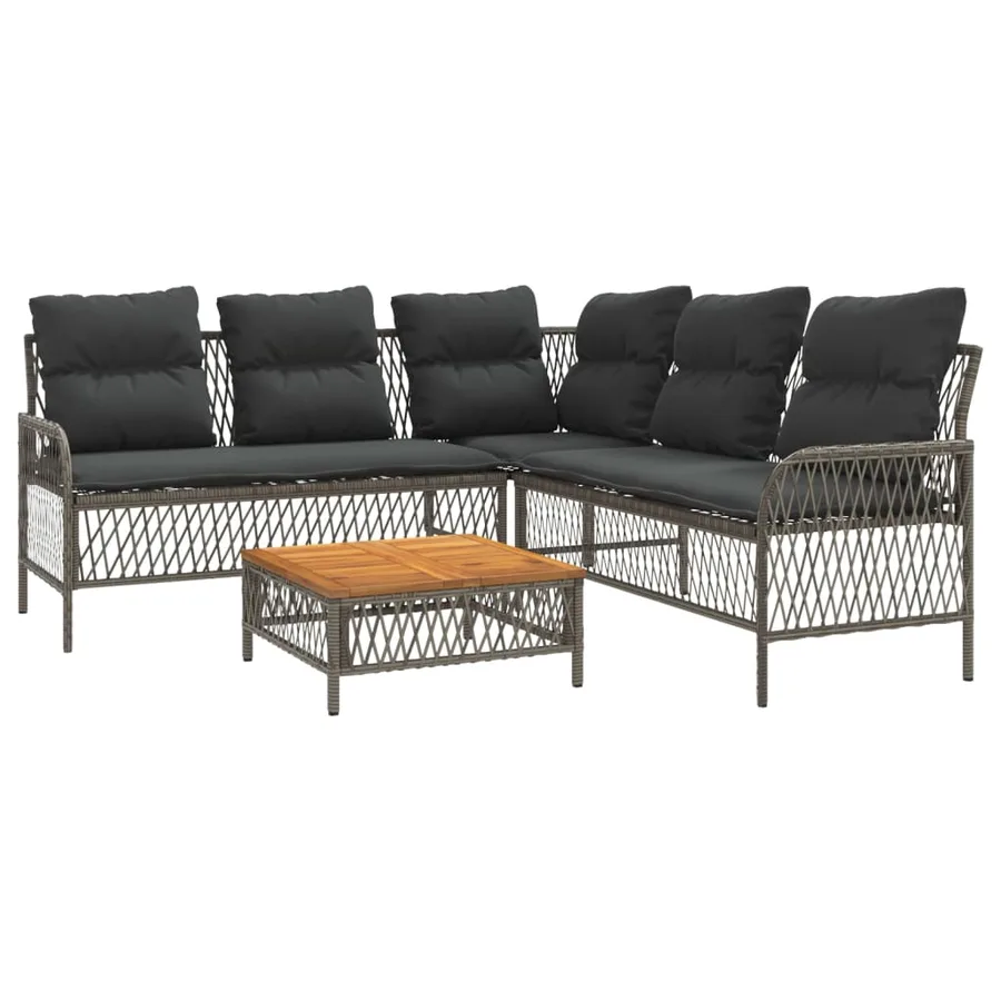 Salon de jardin 2 pcs avec coussins Gris Résine tressée - 2