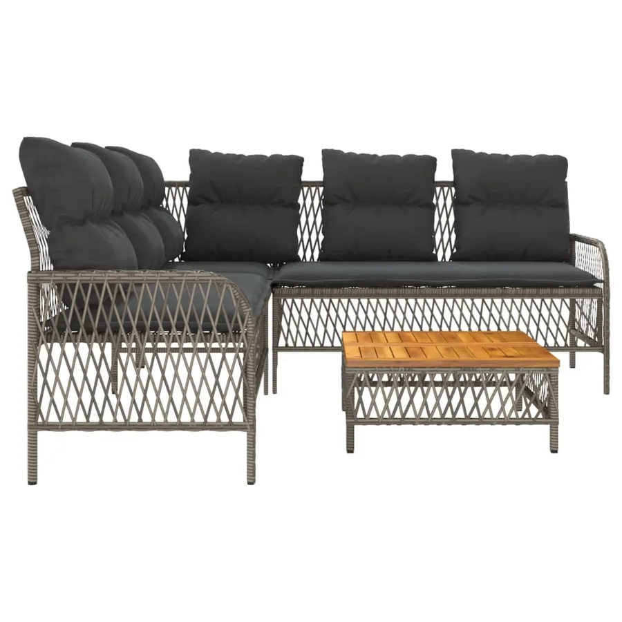 Salon de jardin 2 pcs avec coussins Gris Résine tressée - 6