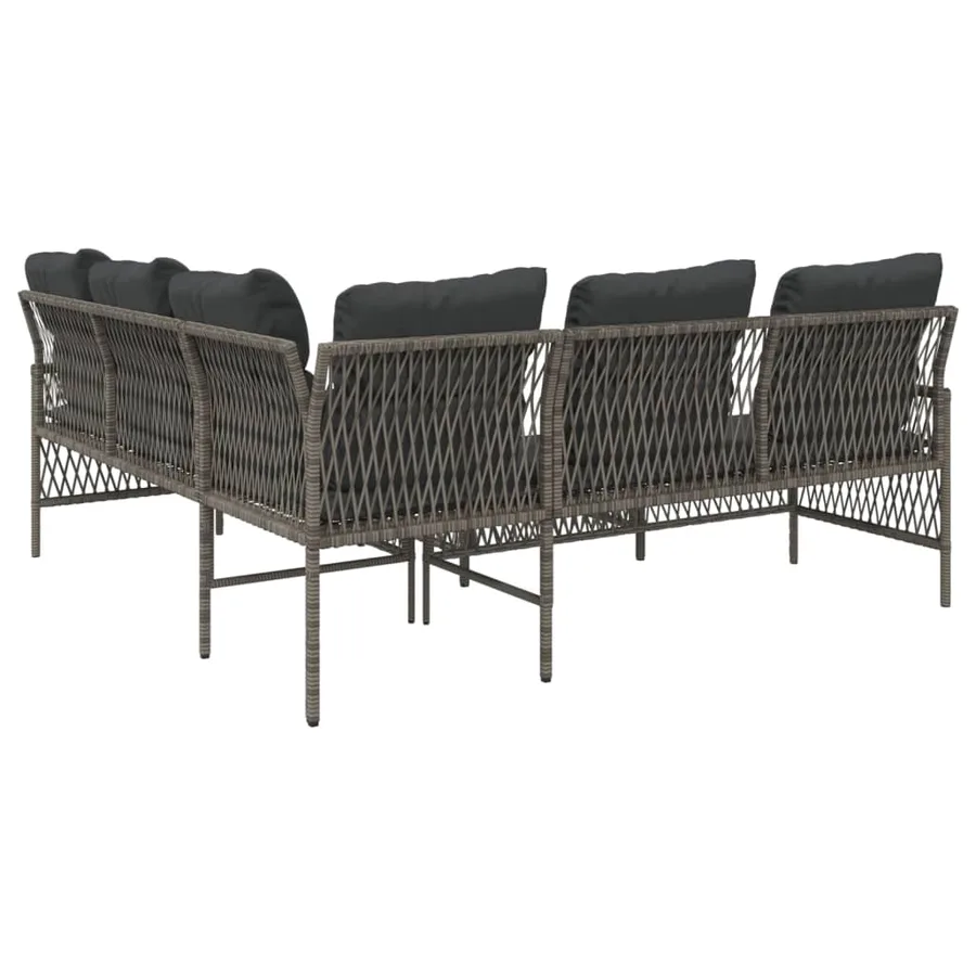 Salon de jardin 2 pcs avec coussins Gris Résine tressée - 7