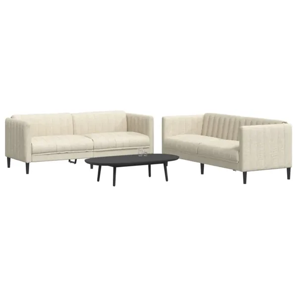 Ensemble de canapés 2 pcs crème tissu