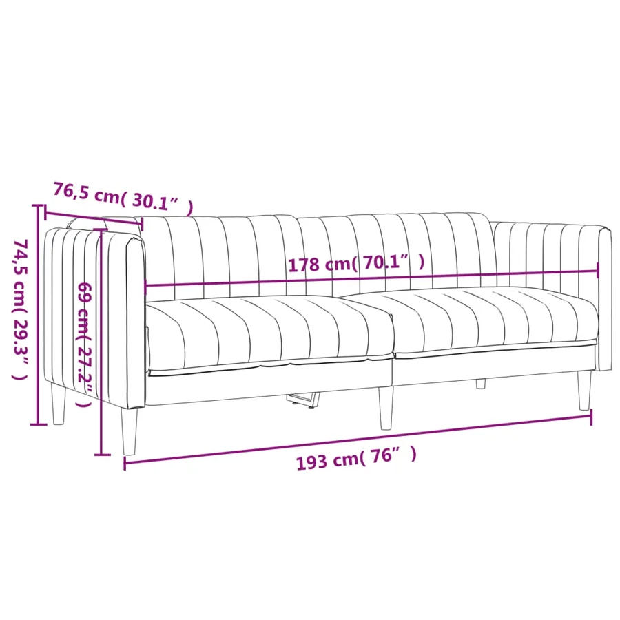 Ensemble de canapés 2 pcs crème tissu - 8