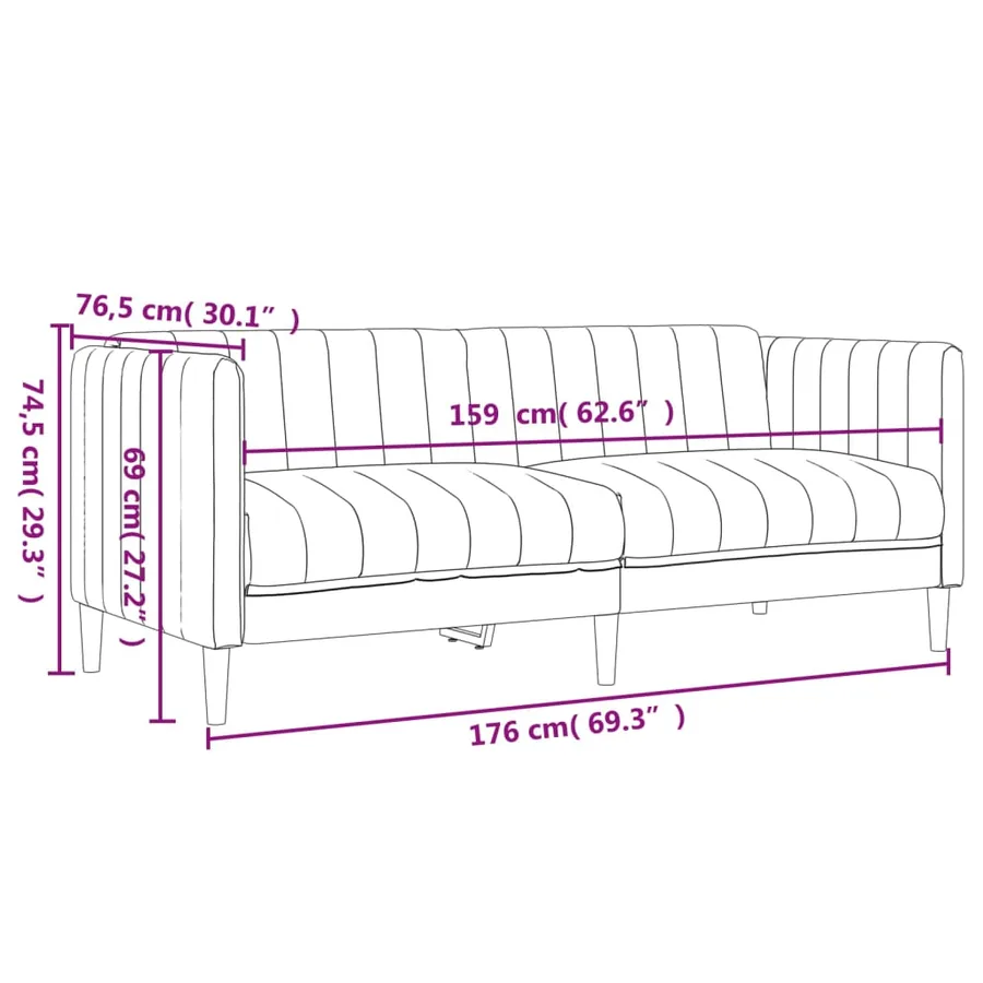 Ensemble de canapés 2 pcs crème tissu - 9