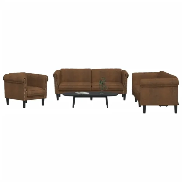 Ensemble de canapés 3 pcs marron velours