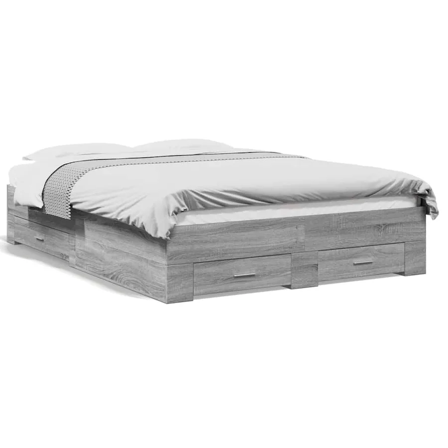Cadre de lit avec tiroirs sans matelas sonoma gris 120x190 cm - 2