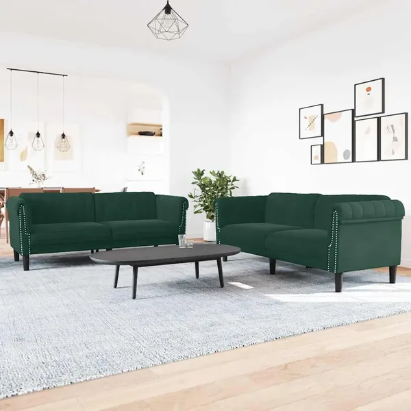 Ensemble de canapés 3 pcs vert foncé velours