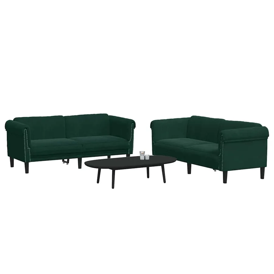 Ensemble de canapés 3 pcs vert foncé velours - 3