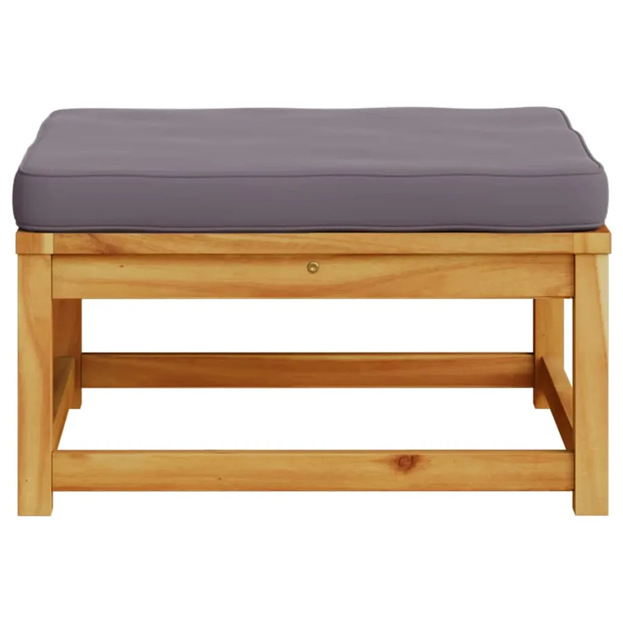 Repose-pied de jardin avec coussins bois massif d'acacia - 4