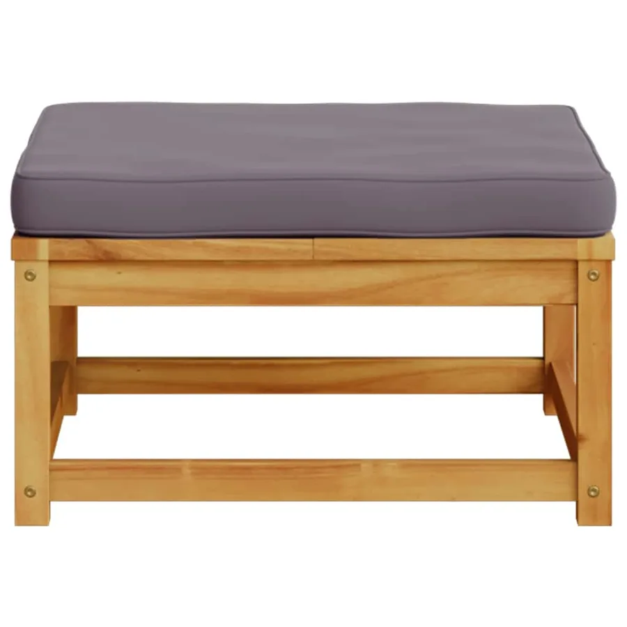 Repose-pied de jardin avec coussins bois massif d'acacia - 5