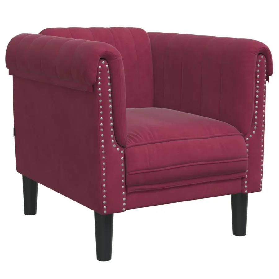 Ensemble de canapés 3 pcs rouge bordeaux velours - 4