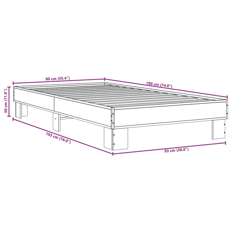 Cadre de lit sans matelas chêne marron 90x190 cm - 9