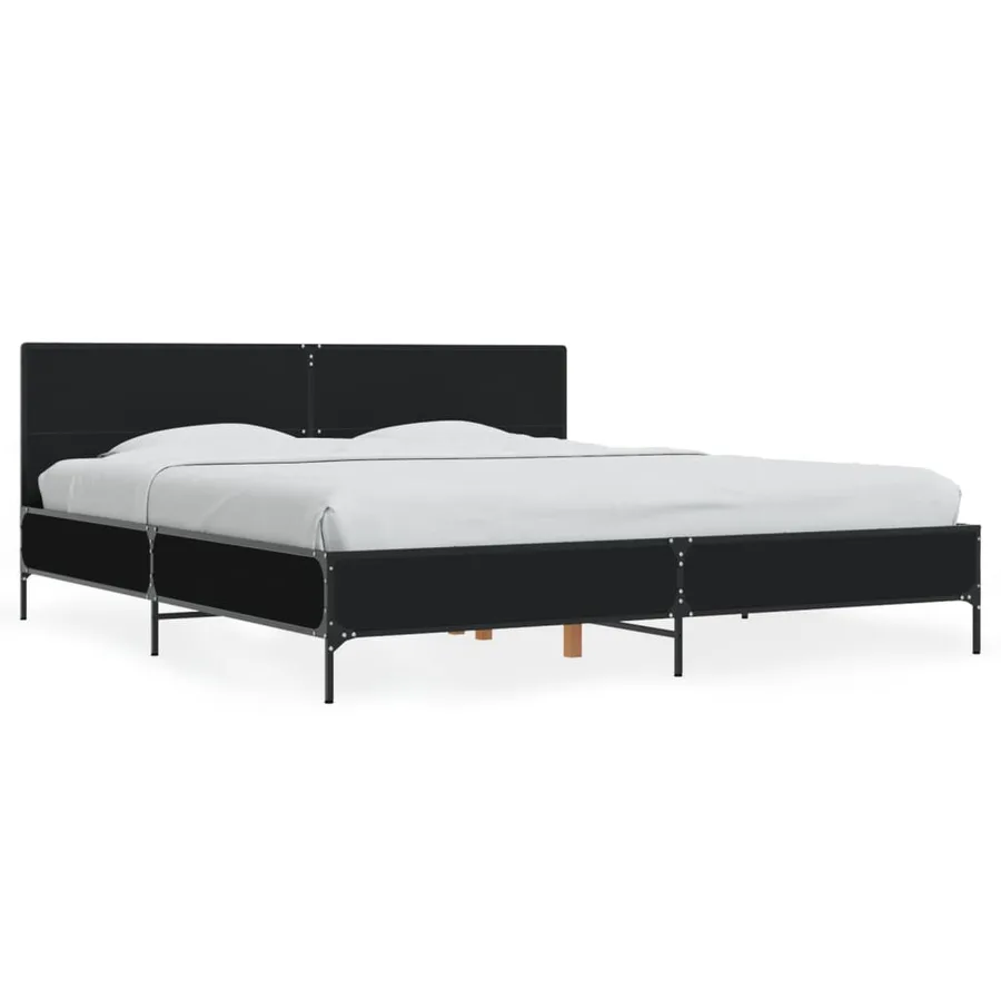 Cadre de lit sans matelas noir 200x200 cm - 2