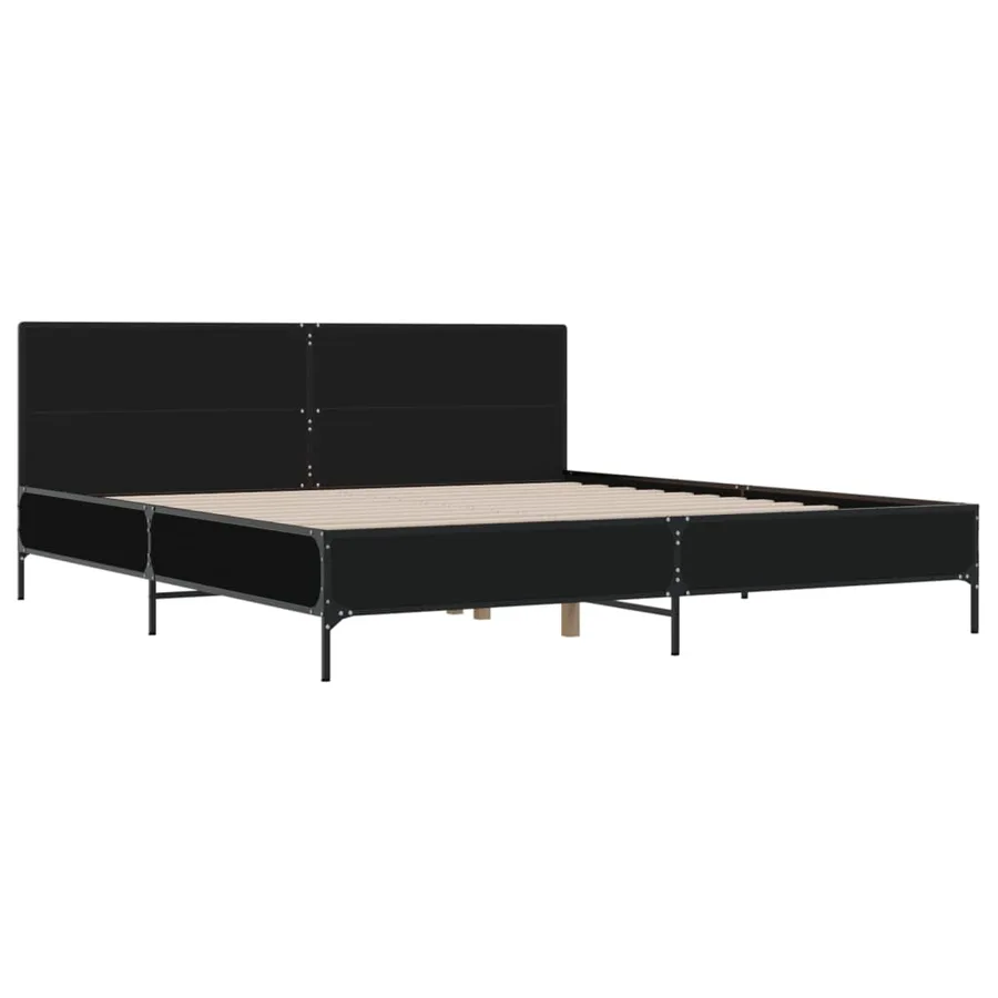 Cadre de lit sans matelas noir 200x200 cm - 3