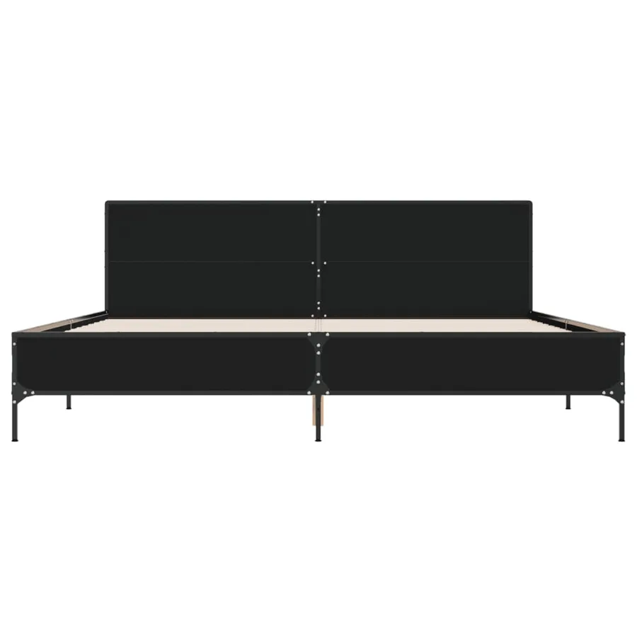 Cadre de lit sans matelas noir 200x200 cm - 4