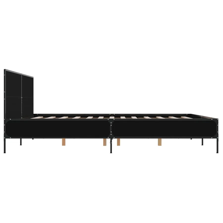 Cadre de lit sans matelas noir 200x200 cm - 5