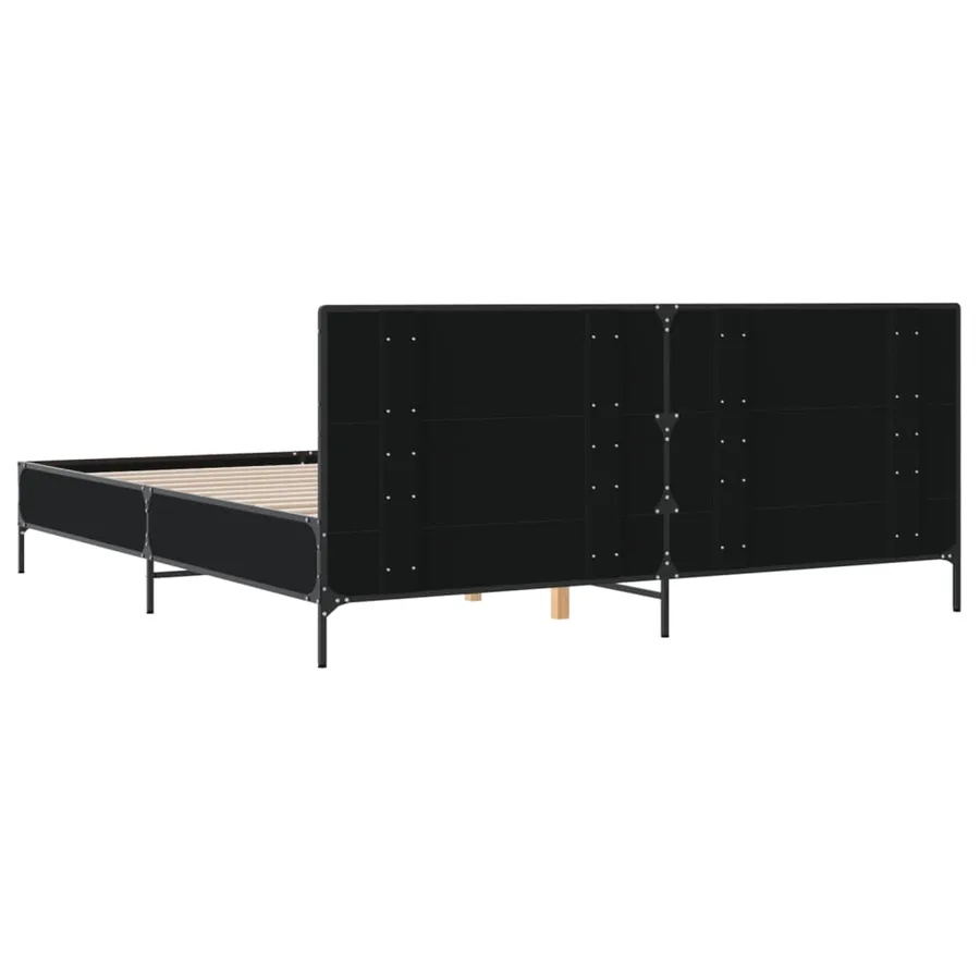 Cadre de lit sans matelas noir 200x200 cm - 6