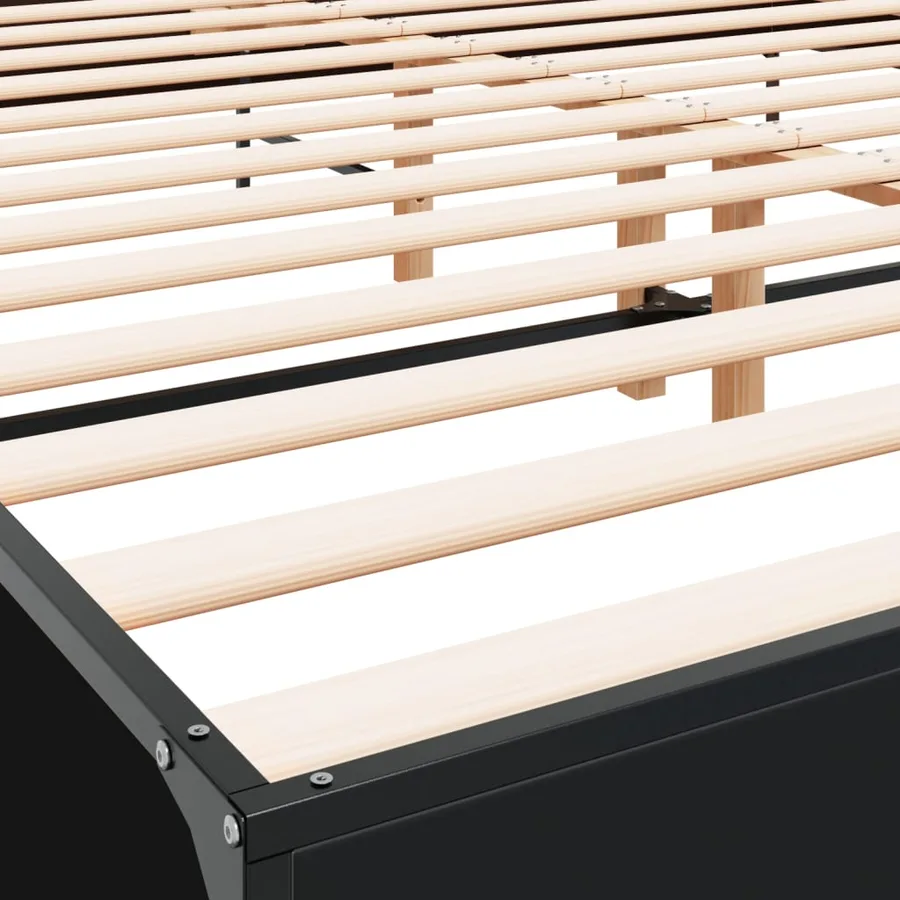 Cadre de lit sans matelas noir 200x200 cm - 7