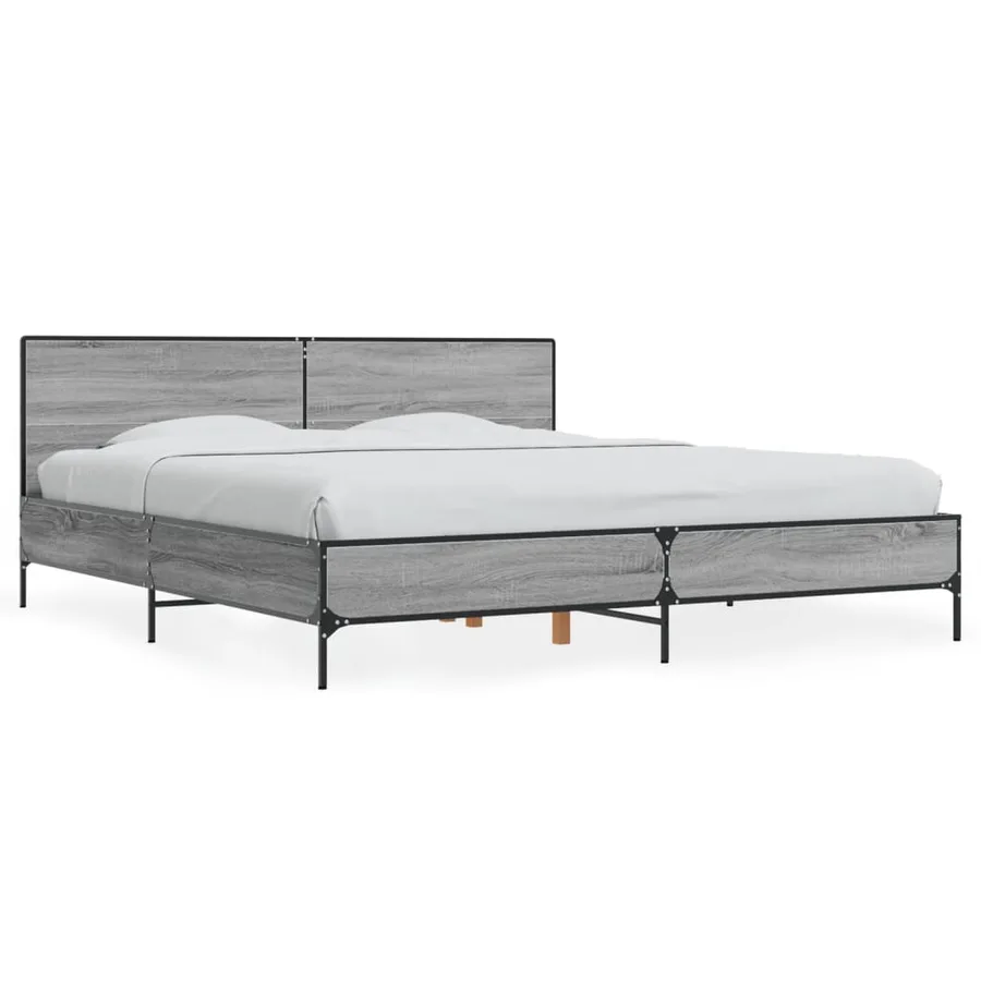 Cadre de lit sans matelas sonoma gris 200x200 cm - 2