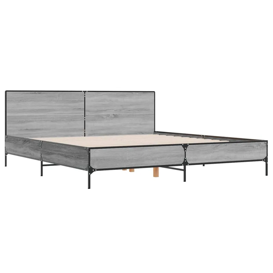 Cadre de lit sans matelas sonoma gris 200x200 cm - 3