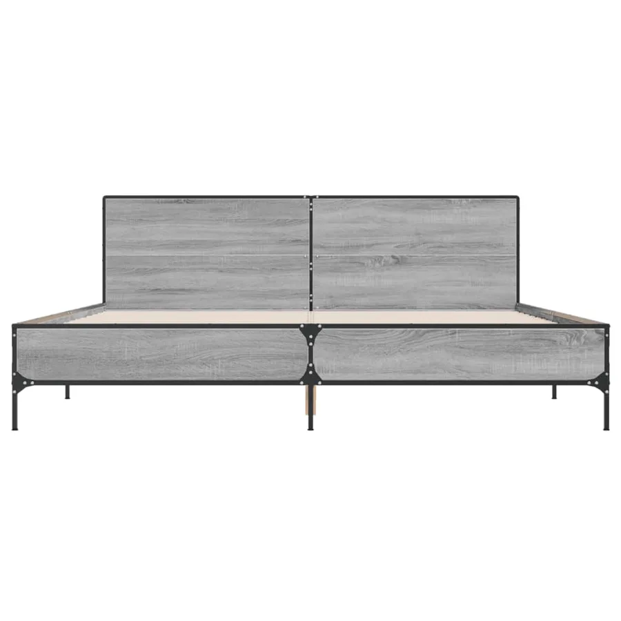 Cadre de lit sans matelas sonoma gris 200x200 cm - 4