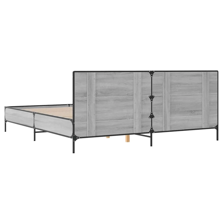 Cadre de lit sans matelas sonoma gris 200x200 cm - 6
