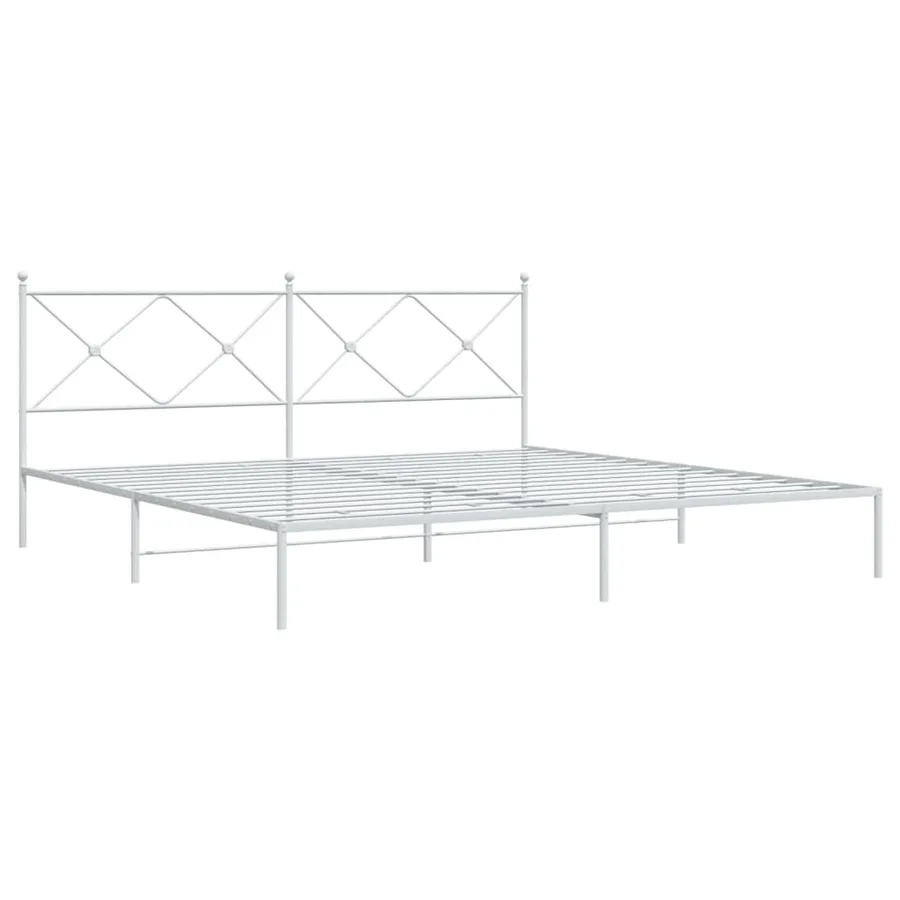 Cadre de lit métal sans matelas et tête de lit blanc 200x200 cm - 3