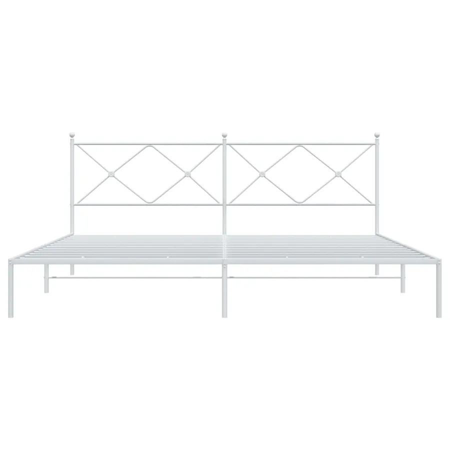 Cadre de lit métal sans matelas et tête de lit blanc 200x200 cm - 4